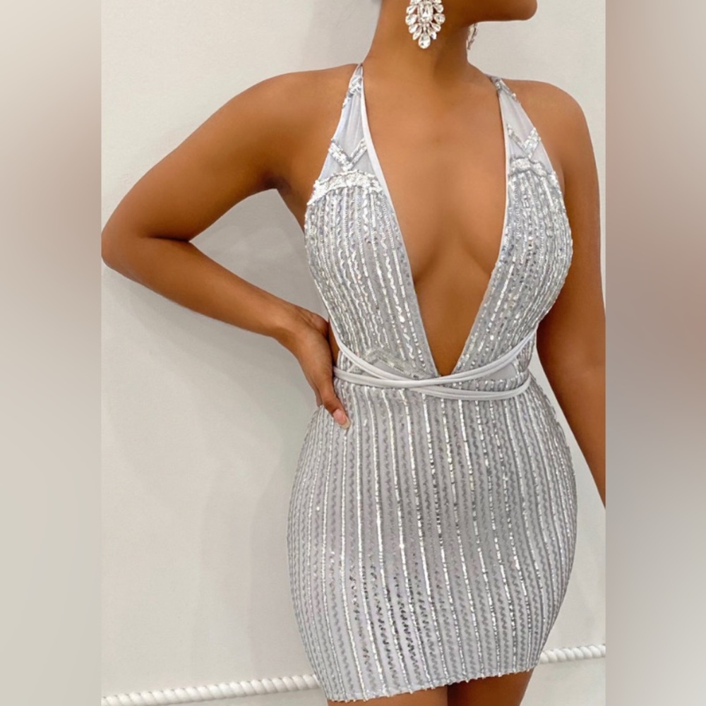 Silver sequined dress